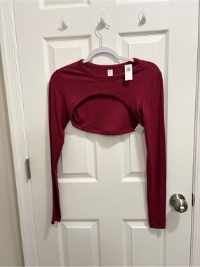 Old Navy Burgundy Long Sleeve Cutout Crop Top